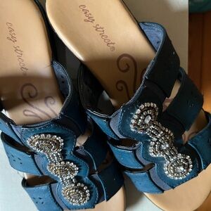 Easy Street Women's Navy Embellished Sandals